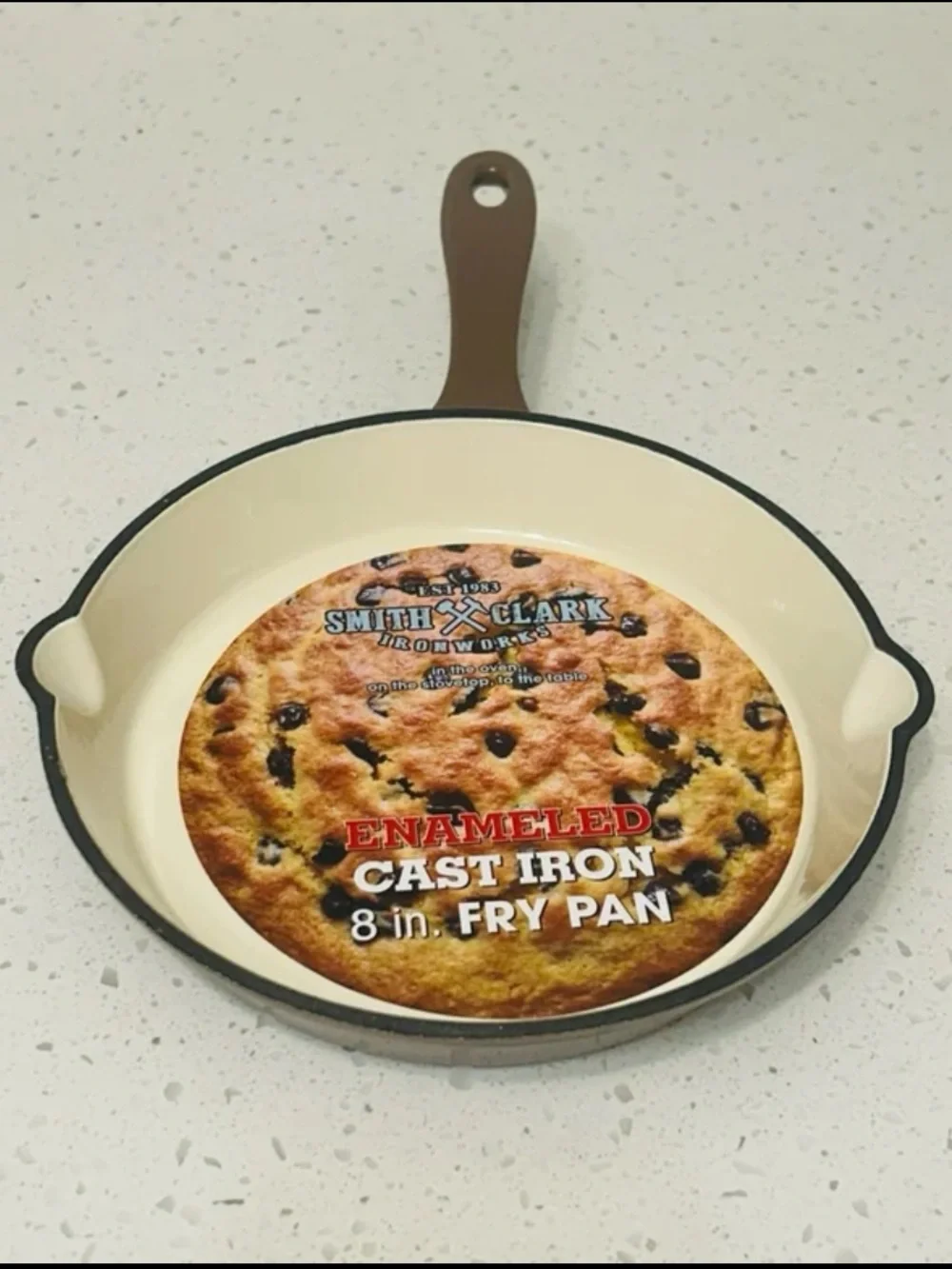 🆕🍳 Smith & Clark Enameled Cast Iron Skillet 8” Coco NWT